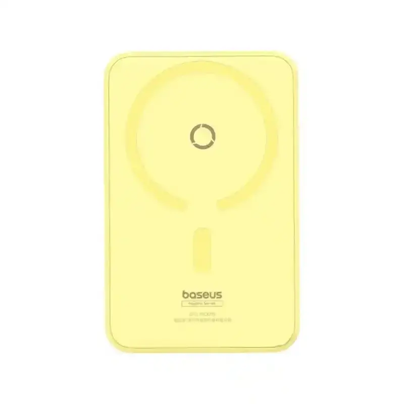 طراحی پاور بانک بی سیم مگنتی باسئوس مدل Magnetic Wireless 20w با ظرفیت 5000 میلی‌آمپر ساعت